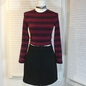 🌟2 for 12.00🌟Maroon and black striped top